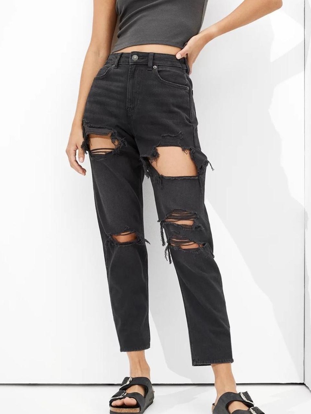 AE Black High-Waist Distressed Women’s Jeans